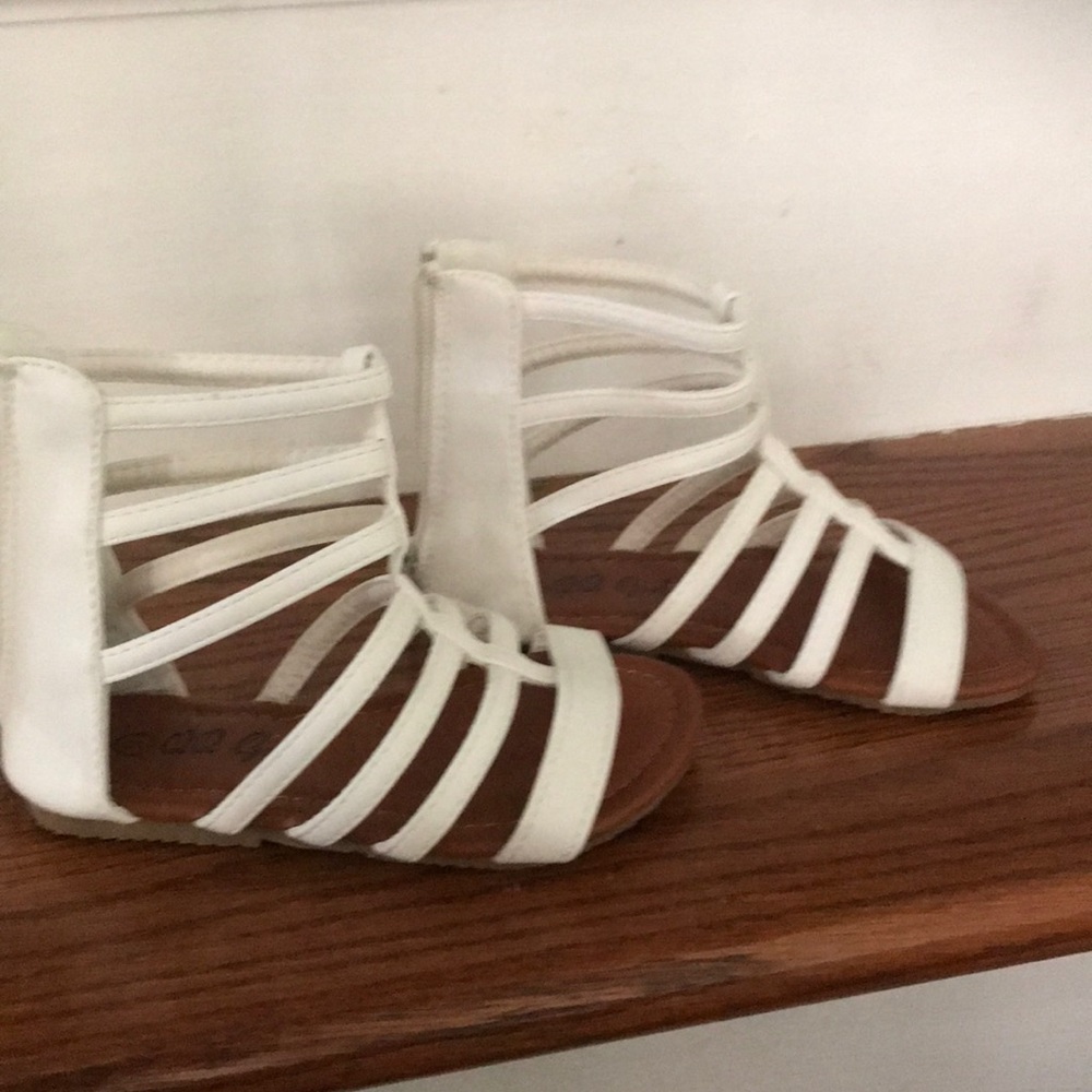 Girls white gladiator sandals